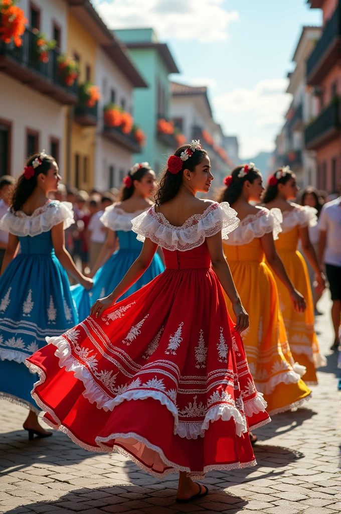 Dresses from the Republic of Nicaragua for the September 15 parade