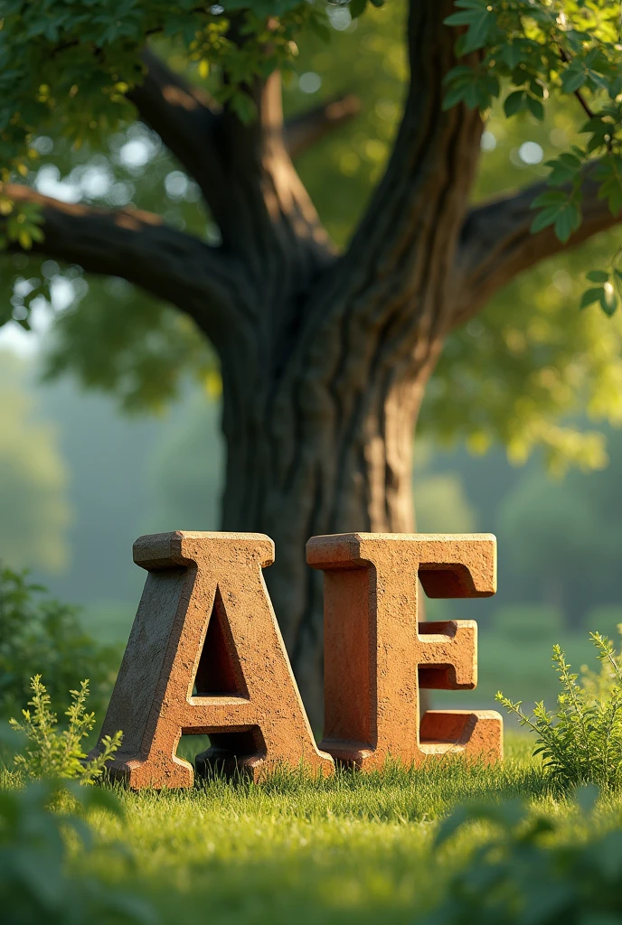 Walnut tree background
and ahead the letter A and E together