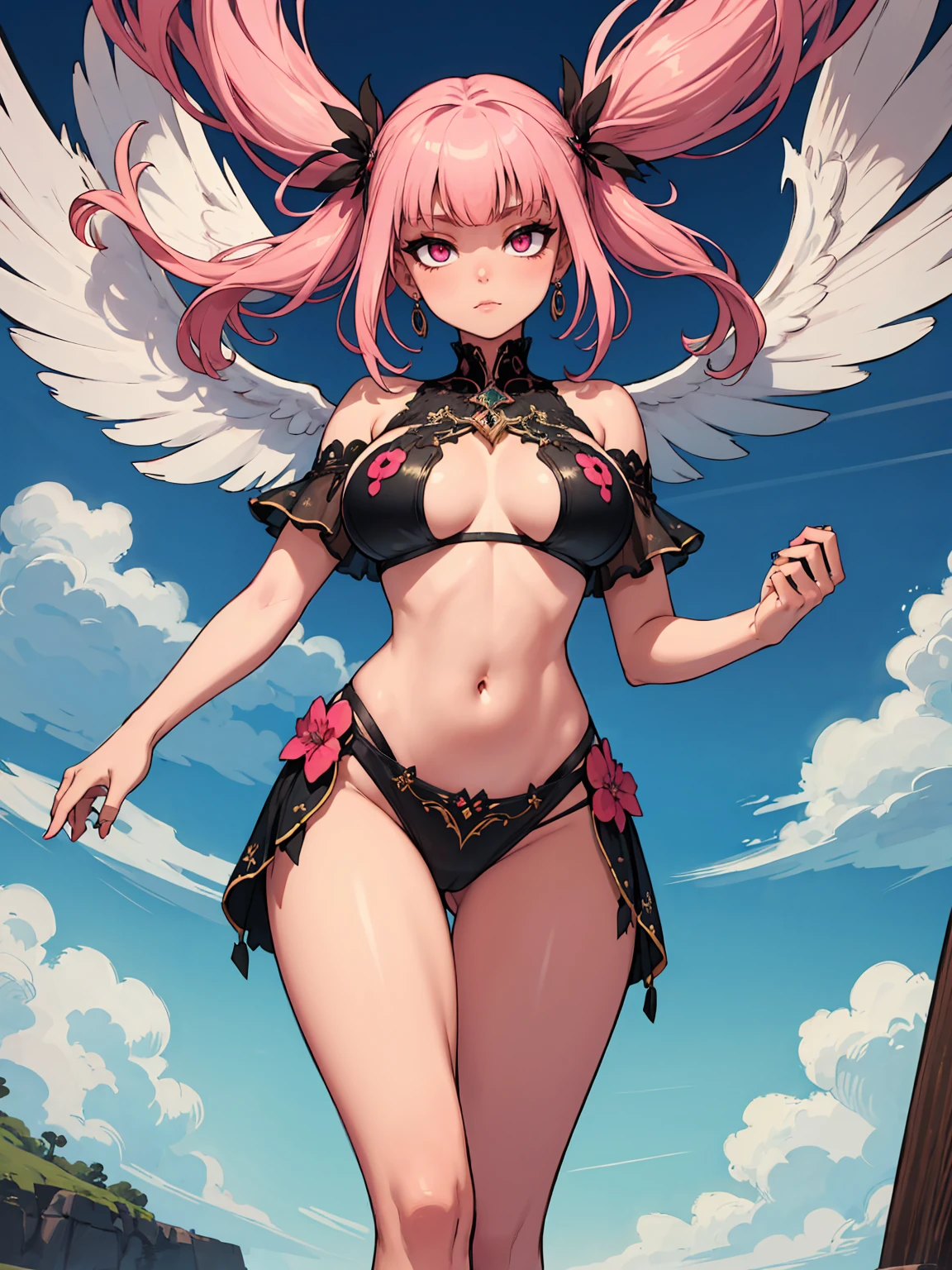 8K, Top Quality, Intricate Details, Ultra Detail, Ultra High Resolution, Masterpiece, tall, slender, slim, full body, Mori Calliope from Hololive; very long fancy pink hairs; beach, strong makeup; pink eyes; sensual midriff; wearing seaside dress, pointy breast, a lot of jewelery, rings, best quality, expressive eyes, perfect face, masterpiece, slim body, very long legs, detailed stomach, detailed hips, detailed legs, carefully drawn toes, carefully drawn feet, carefully drawn hands, best quality, drawn with careful, Dynamic Angle, Highly detailed, seductive eyes, NTR