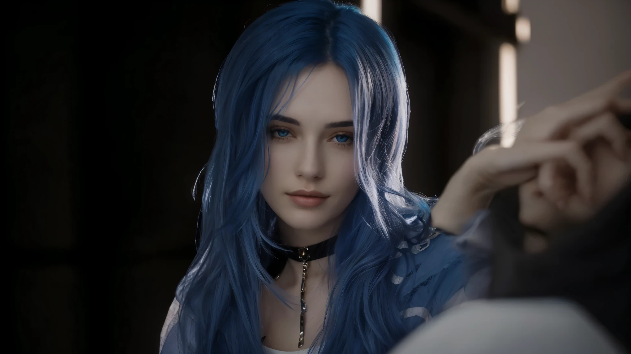 woman, blue hair