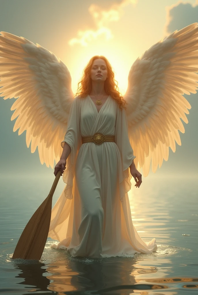 Angel holding oar