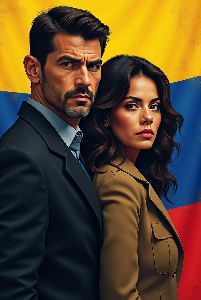 Jack Ryan and maria corina machado, background venezuela flag