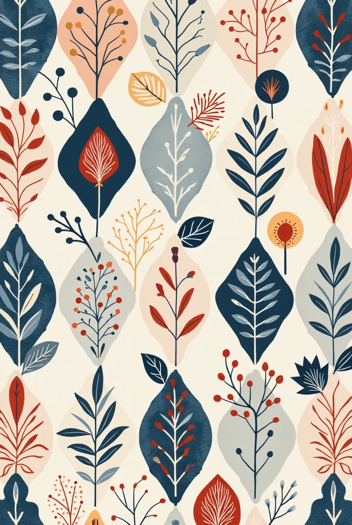 Geometric pattern for clothing prints with organic designs of ornamental plants