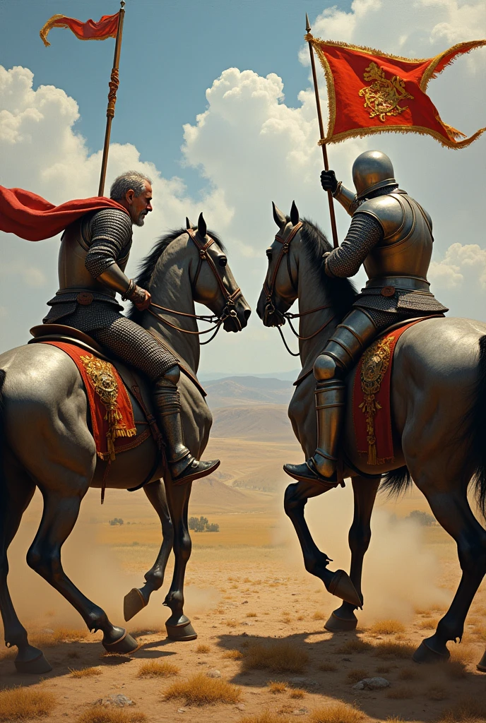 Don Quixote of La Mancha defeated by the knight of the white moon