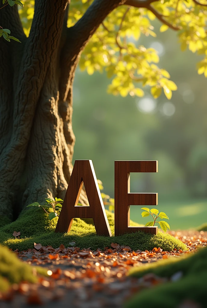 Walnut tree background
and ahead the letters A and E together.
down in small letters that says: melamine furniture
