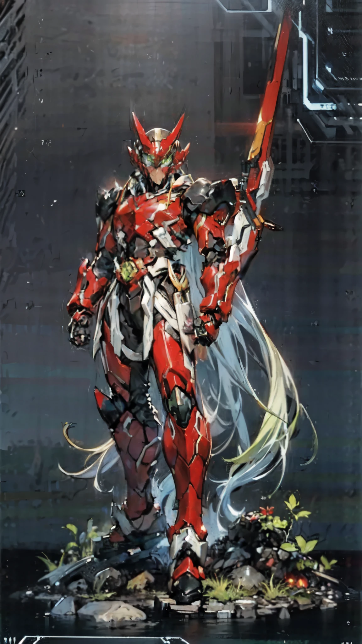 (masterpiece:1.5, best quality:1.5, extremely delicate:1.5, superhero pose:1.5), a man wearing a full-face helmet, a fantasy-style biotech armored combat suit, green eyes, (a composite layered chest armor), fully enclosed shoulder guards, matching arm and leg guards, belt of Neon circuit, (the color scheme is primarily black with green and red accents), the design balances heavy with agility, a high-tech bio-mecha armor, (Armor Concept Inspired by Paladin, stand on the top of a skyscraper in a futuristic sci-fi city), this character embodies a finely crafted fantasy-surreal style armored hero in anime style, exquisite and manga art style, (element, plasma, energy, the armor glows), ((male:1.5)), metallic, high definition, highres, ultra-detailed, ultra-fine painting, professional, perfect body proportions, golden ratio, anatomically correct, symmetrical face, extremely detailed eyes and face, high quality eyes, creativity, RAW photo, UHD, 32k, Natural light, cinematic lighting, masterpiece-anatomy-perfect