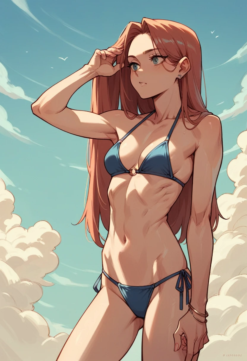 skinny,long hair,bikini
