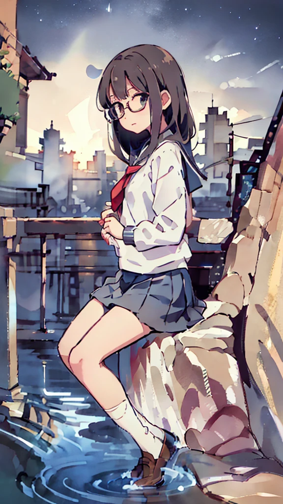 Dazzling Light、Many towers in the distance、Big Moon、metropolis、Tall buildings、Looking up at the stars、water、Midnight、Moon、Blue light、sky、sea、Nsfw、masterpiece, high quality, 4K, HDR,, Stable Diffusion prompt: schoolgirl with short、brown hair and red-framed glasses, wearing a white blouse and navy skirt, white panties visible, navy socks and brown loafers, in a state of arousal and trembling with sexual climax,simple illustration style, In a nichijou (everyday life) Setting Image generation AI model used: Stable Diffusion (eleet- model)
id: i2