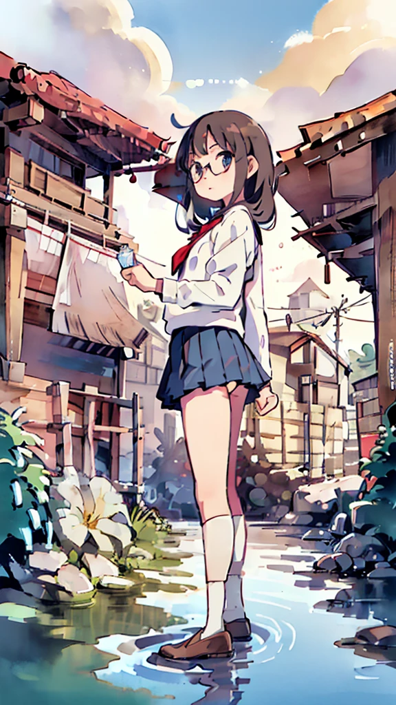 Dazzling Light、Many towers in the distance、Big Moon、metropolis、Tall buildings、Looking up at the stars、water、Midnight、Moon、Blue light、sky、sea、Nsfw、masterpiece, high quality, 4K, HDR,, Stable Diffusion prompt: schoolgirl with short、brown hair and red-framed glasses, wearing a white blouse and navy skirt, white panties visible, navy socks and brown loafers, in a state of arousal and trembling with sexual climax,simple illustration style, In a nichijou (everyday life) Setting Image generation AI model used: Stable Diffusion (eleet- model)
id: i2