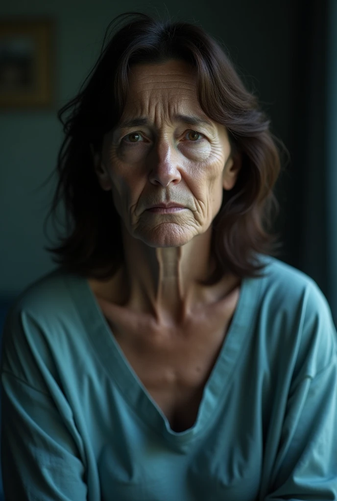 56 year old brunette woman seriously ill