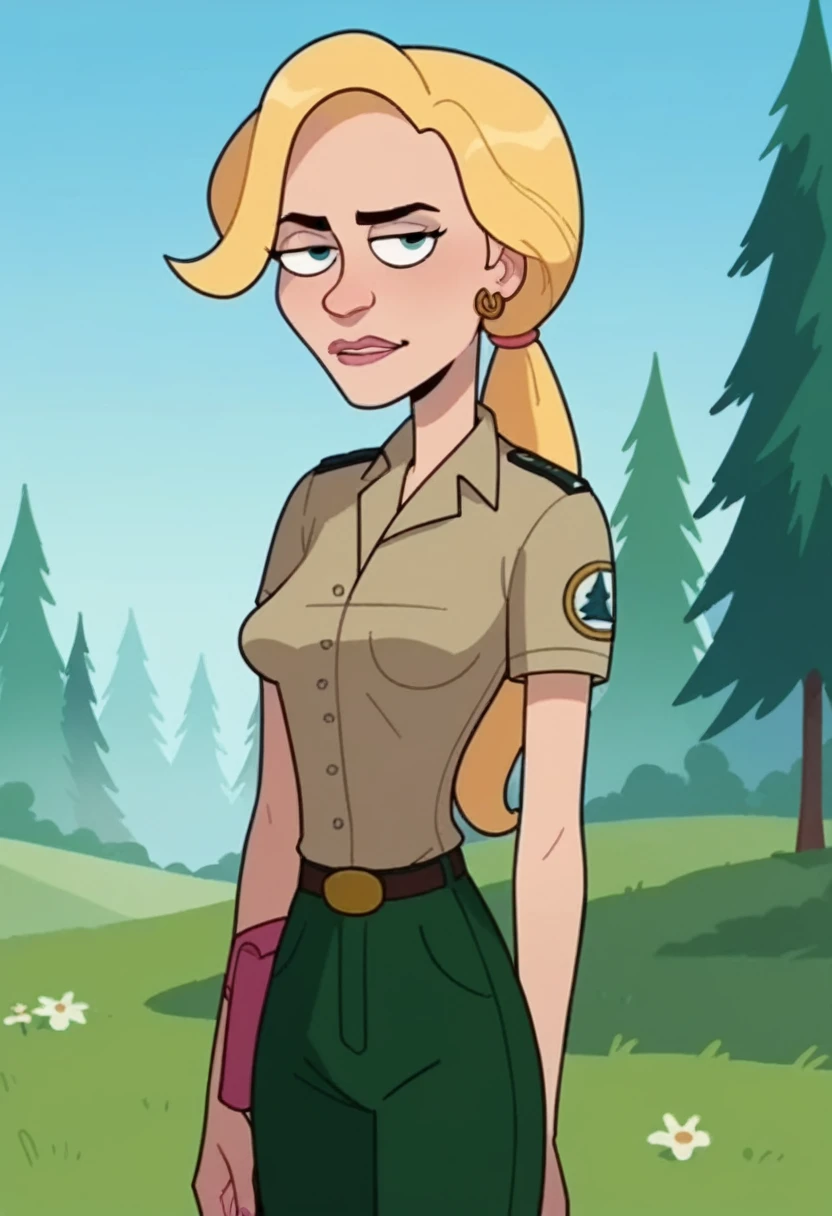 Ethel Anderson, 1 girl, skinny, blonde hair, uniform,