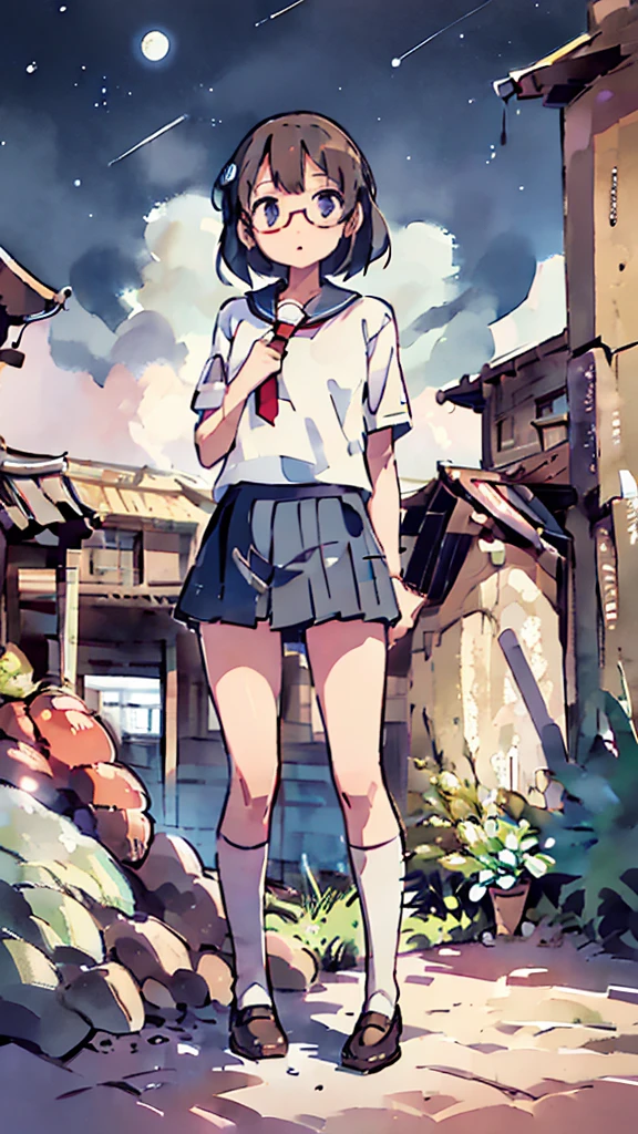 Dazzling Light、Many towers in the distance、Big Moon、metropolis、Tall buildings、Looking up at the stars、water、Midnight、Moon、Blue light、sky、sea、Nsfw、masterpiece, high quality, 4K, HDR,, Stable Diffusion prompt: schoolgirl with short、brown hair and red-framed glasses, wearing a white blouse and navy skirt, white panties visible, navy socks and brown loafers, in a state of arousal and trembling with sexual climax,simple illustration style, In a nichijou (everyday life) Setting Image generation AI model used: Stable Diffusion (eleet- model)
id: i2