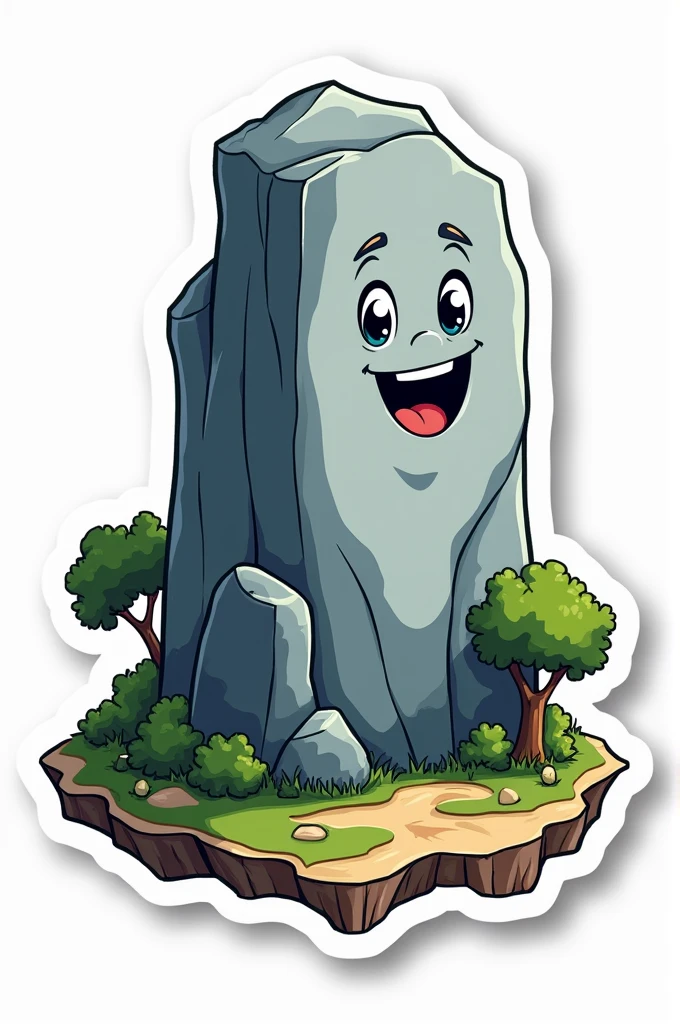 Sticker of the Piedra del Peñol in Colombia, the sticker should be in a vector drawing style, cartoon art, white background