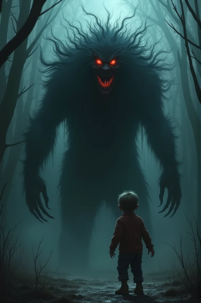 - "The werewolf appears with a predatory look, His red eyes fixed on the young people, reflecting the moonlight in a terrifying way."
