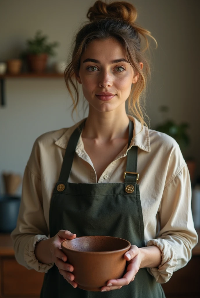 Photo of a woman with a pot
