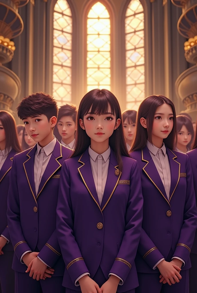 Church Youth Congress Uniform, with shades of purple, doradas