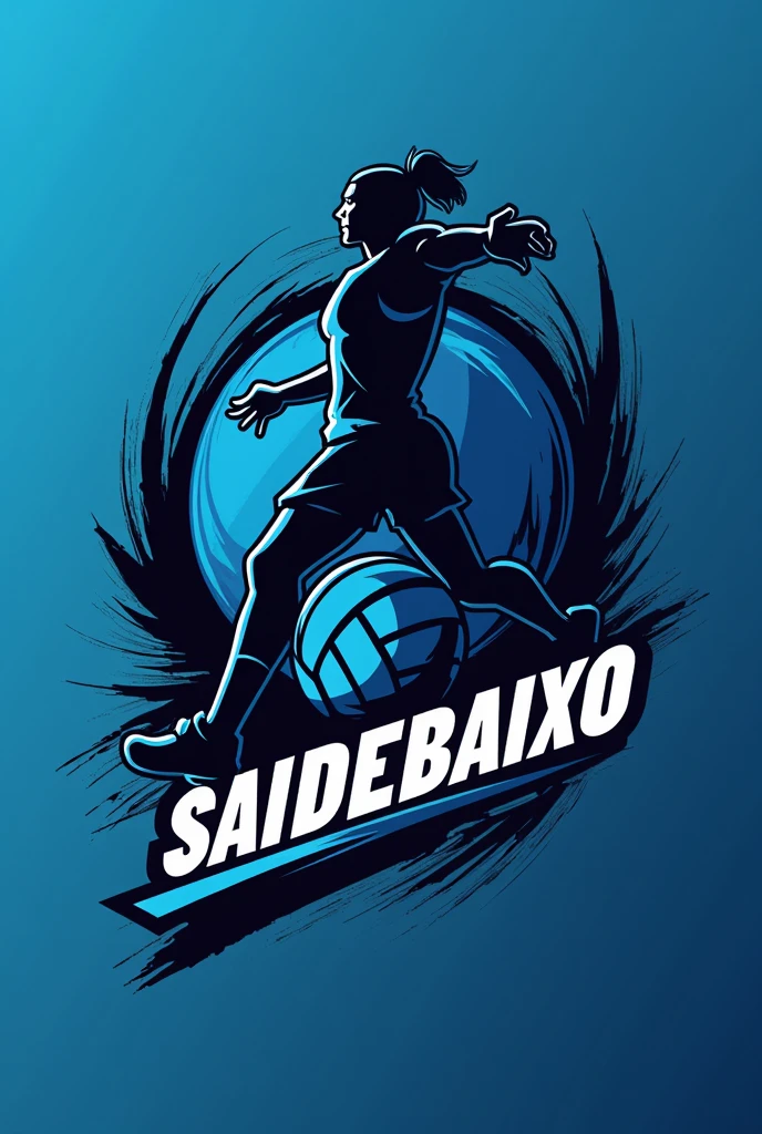 Logo for a volleyball team called Saidebaixo in blue and black colors 