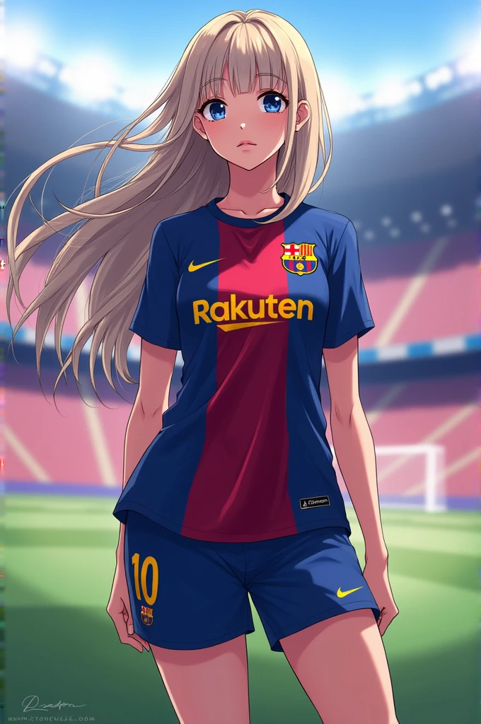 Alisa Mikhailovna Kujou (anime character) with the FC Barcelona shirt