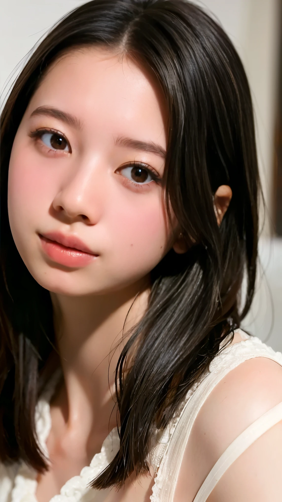 Everything modern:1.66, Cute Japanese Women Photos, smile, 20-year-old, Oil and hair palm for one-length straight hair:1.55, (photo Realistic:1.4), (hyper Realistic:1.4), (Realistic:1.3), (Smoother lighting:1.05), (Improving the quality of cinema lighting:0.9), 32K, 1 girl,20-year-oldの***, Realistic lighting, Backlight, The light shines on your face, Ray Tracing, (Bright light:1.2), (Improvement of quality:1.4), (Highest quality Realistic textured skin:1.4), fine grain, Detailed face,(smile:1.0), (Emphasis on face close-up:1.3), (Enhances the beauty of skin texture:1.1),((Extremely precise and accurate anatomy:1.0)), (Enhances the beauty of skin texture:1.1), Clean and glowing skin, mesh, thin:1.2, (Realistic:1.3), Realisticなライティング, (Smoother lighting:1.05), 32K, One Japanese woman, fine grain, Detailed face, (Film Grain:1.1),(Accentuates body lines:1.1), High resolution, Natural look, Kind eyes, Improves hair quality, Delicate light and shadow, Transparent muscles, Graceful pose, Beautiful Eyes, Sharp details, Soft light reflection, Beautiful contours, Delicate skin tone, Fine hair texture,Cute Japanese Women Photos,