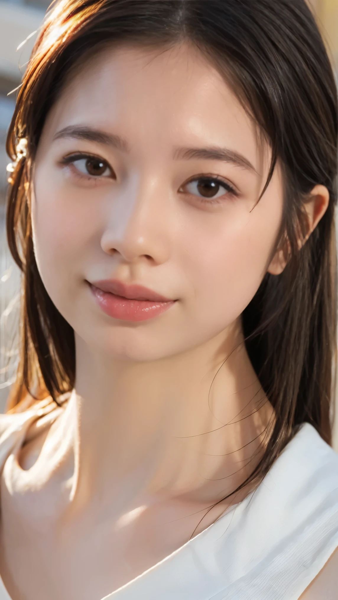 Everything modern:1.66, Cute Japanese Women Photos, smile, 20-year-old, Oil and hair palm for one-length straight hair:1.55, (photo Realistic:1.4), (hyper Realistic:1.4), (Realistic:1.3), (Smoother lighting:1.05), (Improving the quality of cinema lighting:0.9), 32K, 1 girl,20-year-oldの***, Realistic lighting, Backlight, The light shines on your face, Ray Tracing, (Bright light:1.2), (Improvement of quality:1.4), (Highest quality Realistic textured skin:1.4), fine grain, Detailed face,(smile:1.0), (Emphasis on face close-up:1.3), (Enhances the beauty of skin texture:1.1),((Extremely precise and accurate anatomy:1.0)), (Enhances the beauty of skin texture:1.1), Clean and glowing skin, mesh, thin:1.2, (Realistic:1.3), Realisticなライティング, (Smoother lighting:1.05), 32K, One Japanese woman, fine grain, Detailed face, (Film Grain:1.1),(Accentuates body lines:1.1), High resolution, Natural look, Kind eyes, Improves hair quality, Delicate light and shadow, Transparent muscles, Graceful pose, Beautiful Eyes, Sharp details, Soft light reflection, Beautiful contours, Delicate skin tone, Fine hair texture,Cute Japanese Women Photos,