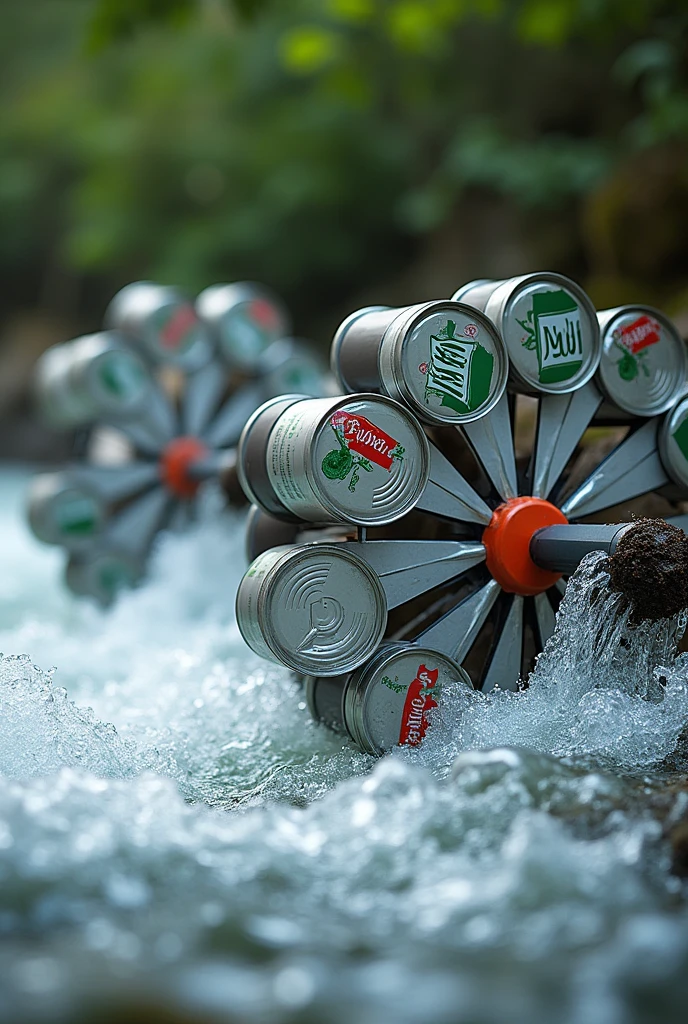 Hydropower generation using turbines made from recycled cans