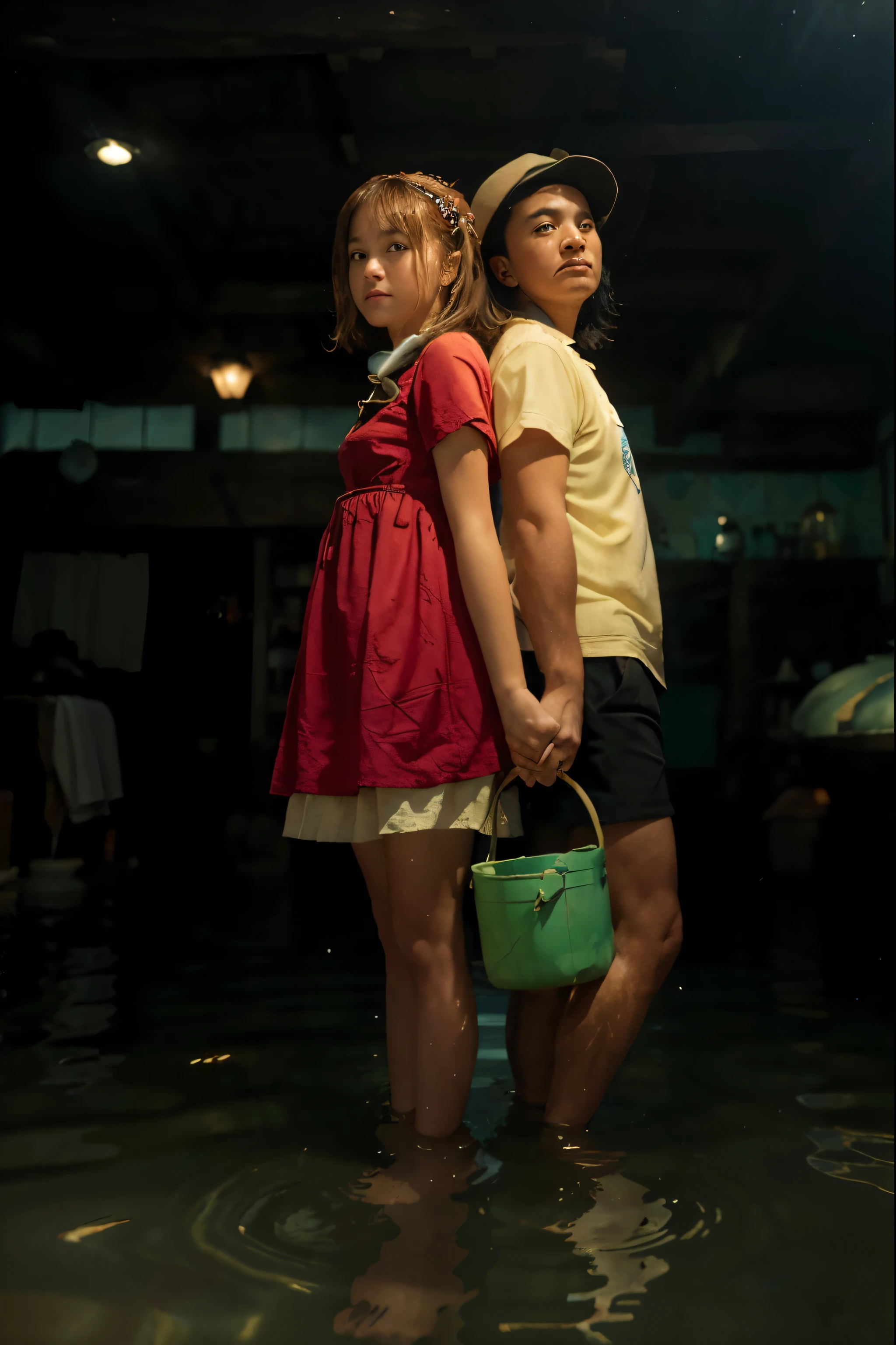 (Best quality, 8k, 32k, Masterpiece, UHD:1.2) "Convert the scene into a flooded coastal town inspired by Ponyo. The streets are submerged in crystal-clear, aqua-blue water, with rooftops just peeking above the surface. Small boats float gently between buildings, which have a warm, rustic charm with terracotta roofs and quaint details. The atmosphere is serene and magical, with vibrant sea creatures swimming through the submerged streets, creating a blend of underwater and above-ground life. Add soft, Studio Ghibli-inspired lighting that bathes everything in a gentle glow, enhancing the whimsical and fantastical elements of the scene. Ensure the environment feels alive and enchanted, reflecting the blend of everyday life and magic typical of Studio Ghibli films."