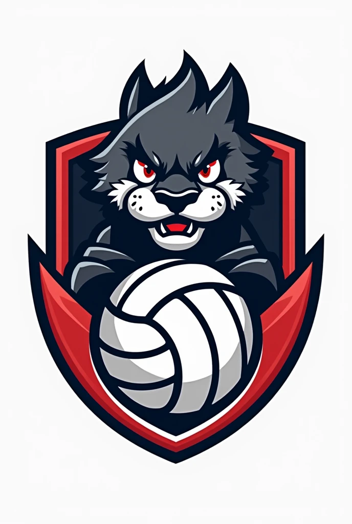 Emblem of a volleyball team called Saidebaixo With a volleyball and a mascot vector