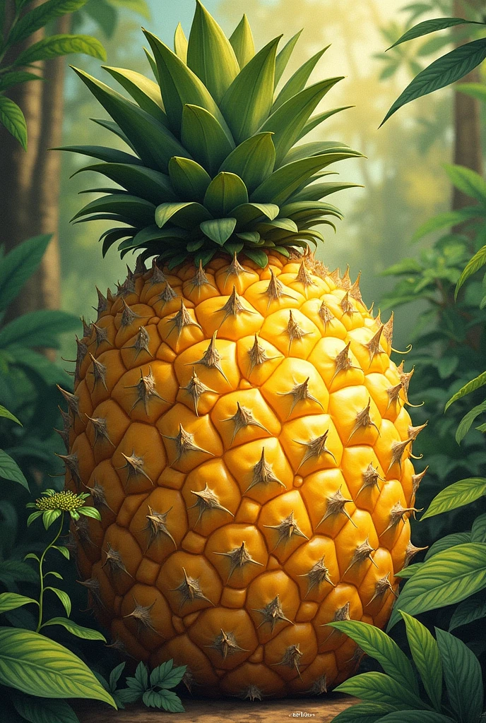 durian fruit and pineapple fruit combine drawing normal 