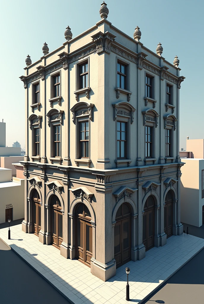 From the same building give me a 3d view starting from a corner