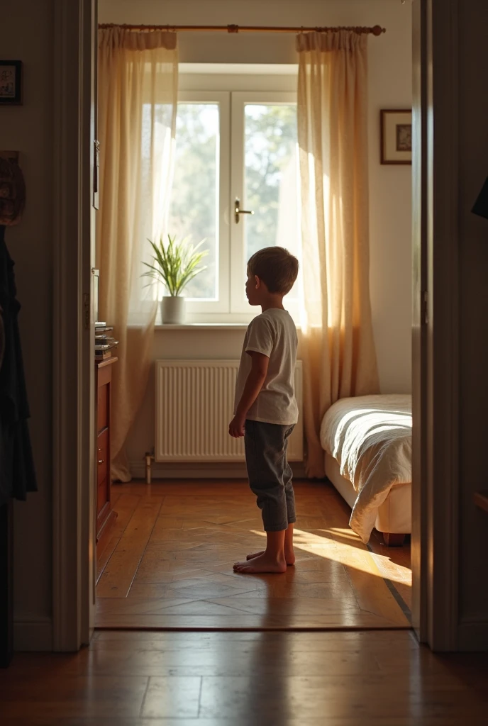 a boy playing in the room.... your mother goes to him