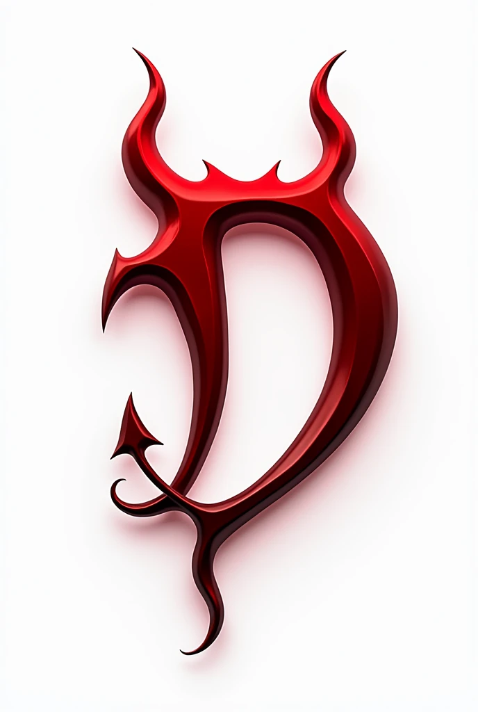 (logo design) sexy evil logo, a sexual striking red letter D, adorned with demon horns and a demon tail extending from the base, dynamic and bold, glossy finish, high-resolution, creating an impression of sexuality and power. White background. 