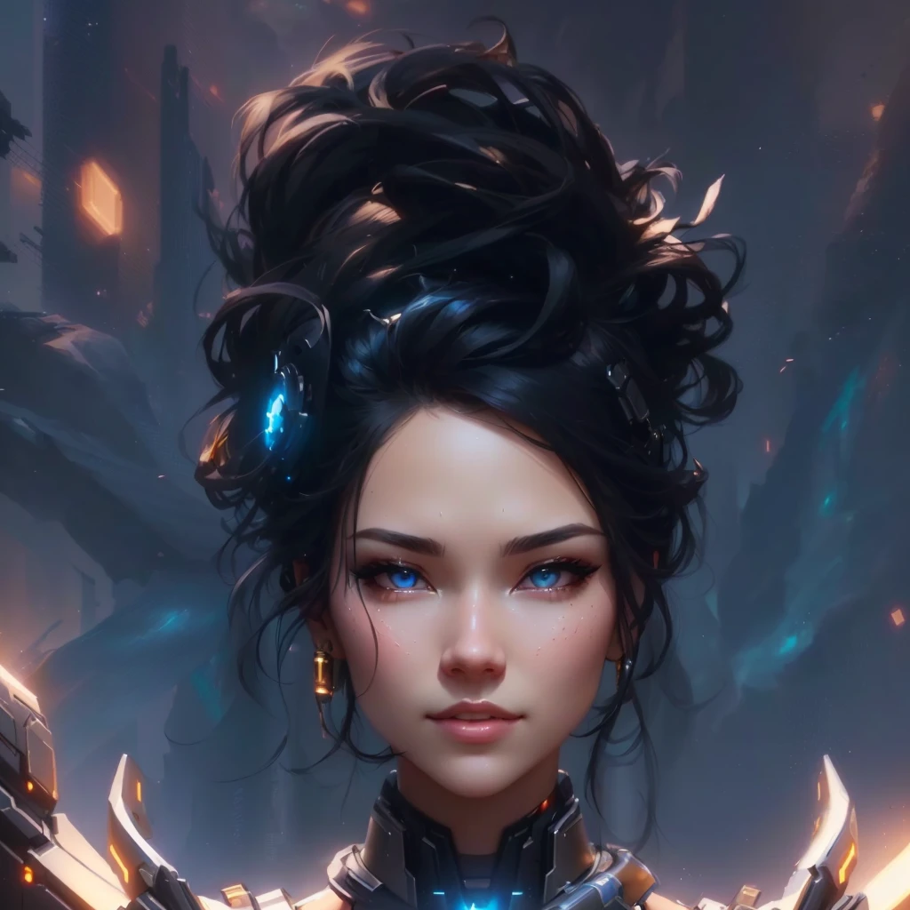 sci-fi, a close up of a woman with a sci - fiorer on her face, rossdraws portrait, fantasy concept art portrait, wojtek fus, rossdraws 2. 0, rossdraws 1. 0, rossdraws digital painting, epic fantasy digital art style, cgsociety portrait, rossdraws global illumination, :: rossdraws, alexandra fomina artstation