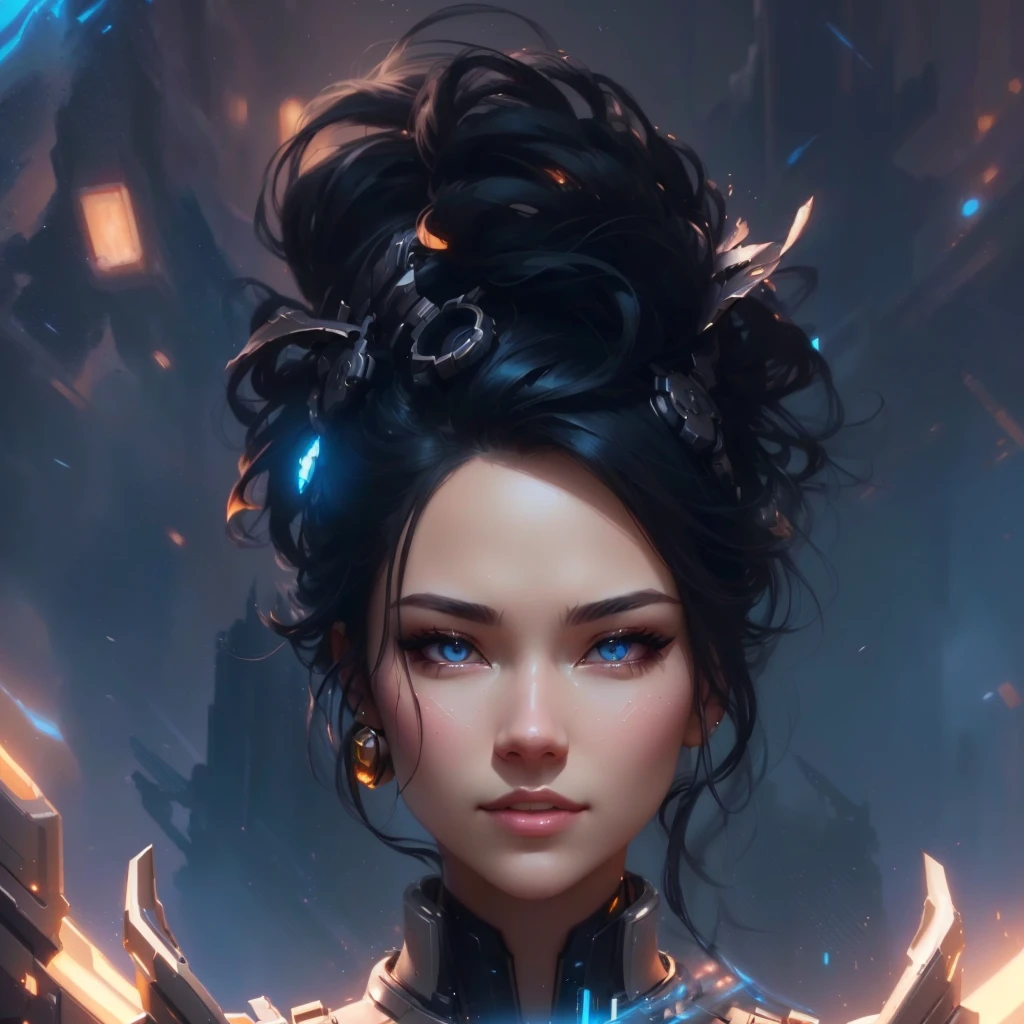 sci-fi, a close up of a woman with a sci - fiorer on her face, rossdraws portrait, fantasy concept art portrait, wojtek fus, rossdraws 2. 0, rossdraws 1. 0, rossdraws digital painting, epic fantasy digital art style, cgsociety portrait, rossdraws global illumination, :: rossdraws, alexandra fomina artstation
