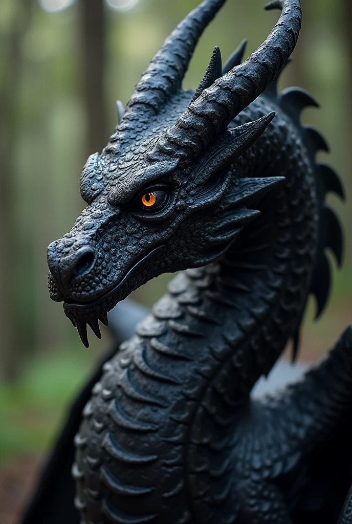 Create a real medieval looking black dragon image
