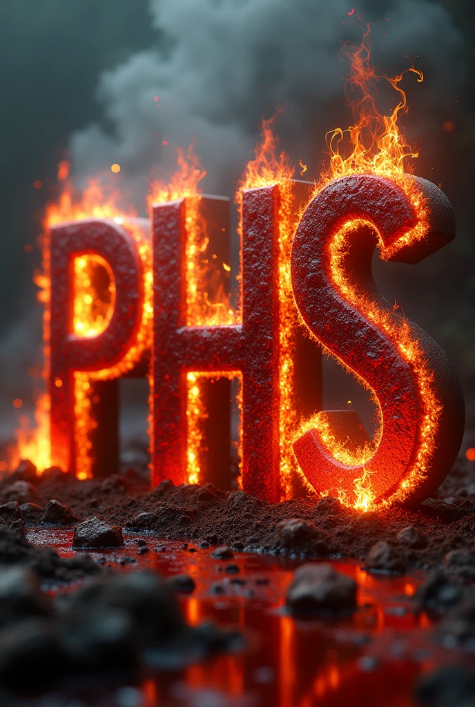 PHS make these three letters in a very radical way with fires and smoke and blood running down the letters