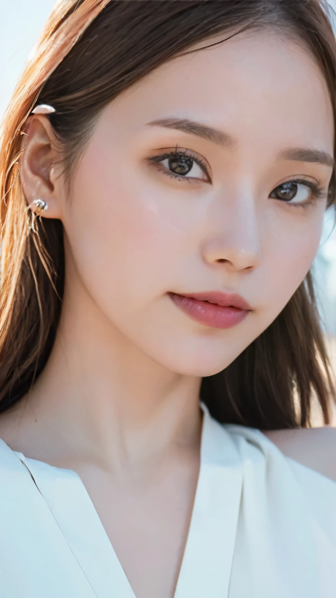 Everything modern:1.66, Cute Japanese Women Photos, smile, 20-year-old, Oil and hair palm for one-length straight hair:1.55, (photo Realistic:1.4), (hyper Realistic:1.4), (Realistic:1.3), (Smoother lighting:1.05), (Improving the quality of cinema lighting:0.9), 32K, 1 girl,20-year-oldの女の子, Realistic lighting, Backlight, The light shines on your face, Ray Tracing, (Bright light:1.2), (Improvement of quality:1.4), (Highest quality Realistic textured skin:1.4), fine grain, Detailed face,(smile:1.0), (Emphasis on face close-up:1.3), (Enhances the beauty of skin texture:1.1),((Extremely precise and accurate anatomy:1.0)), (Enhances the beauty of skin texture:1.1), Clean and glowing skin, mesh, thin:1.2, (Realistic:1.3), Realisticなライティング, (Smoother lighting:1.05), 32K, One Japanese woman, fine grain, Detailed face, (Film Grain:1.1),(Accentuates body lines:1.1), High resolution, Natural look, Kind eyes, Improves hair quality, Delicate light and shadow, Transparent muscles, Graceful pose, Beautiful Eyes, Sharp details, Soft light reflection, Beautiful contours, Delicate skin tone, Fine hair texture,Cute Japanese Women Photos,