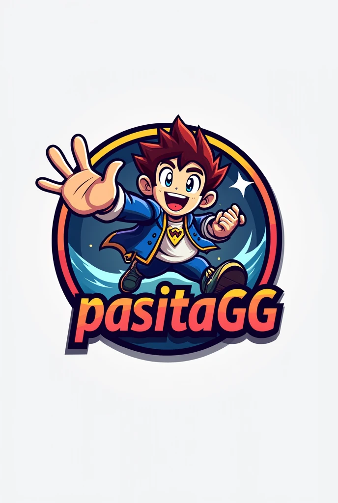 Create a circular logo with a character from a game inside and that inside the logo says pasitaGG