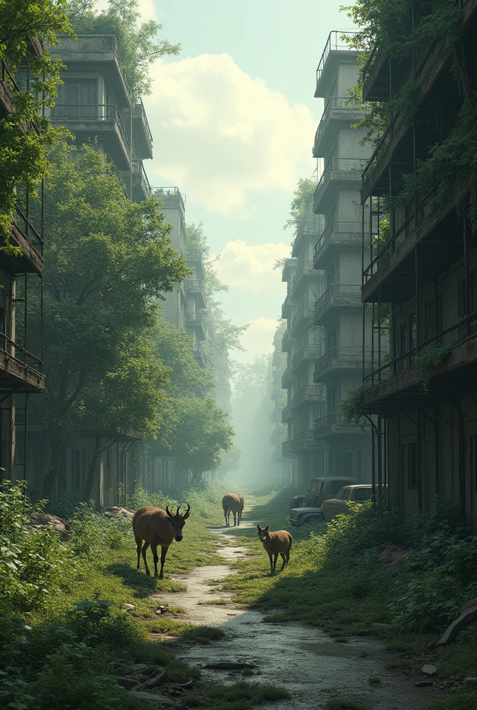With the city abandoned, nature would begin to reclaim its space. Trees growing on streets, wild animals exploring the deserted areas.”