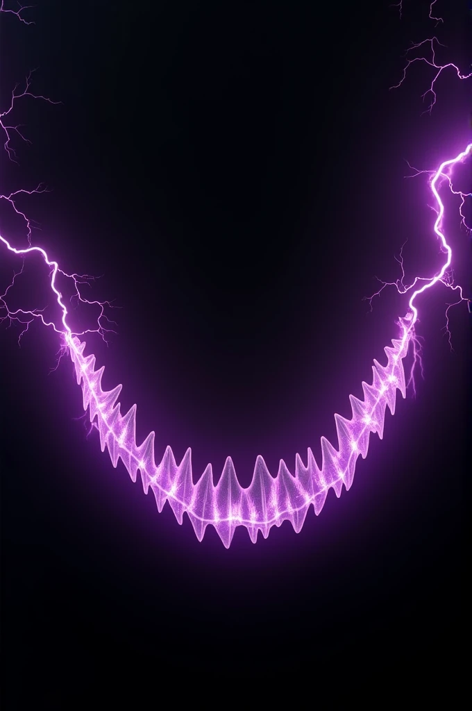 Do A black screen with purple thunders on it, these thunders form a smile with teeth