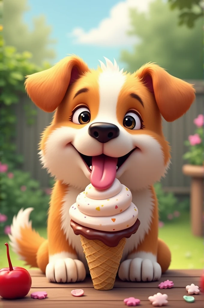 dog eating ice cream