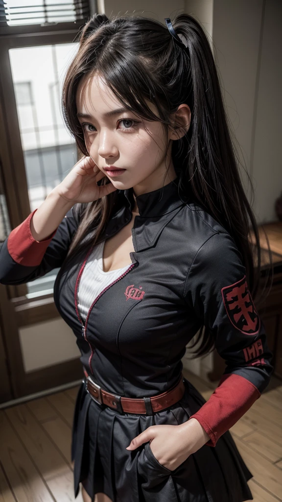 Make a female character wearing a demon slayer uniform