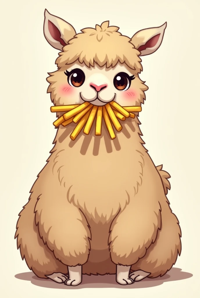  Fat alpaca eating fries 