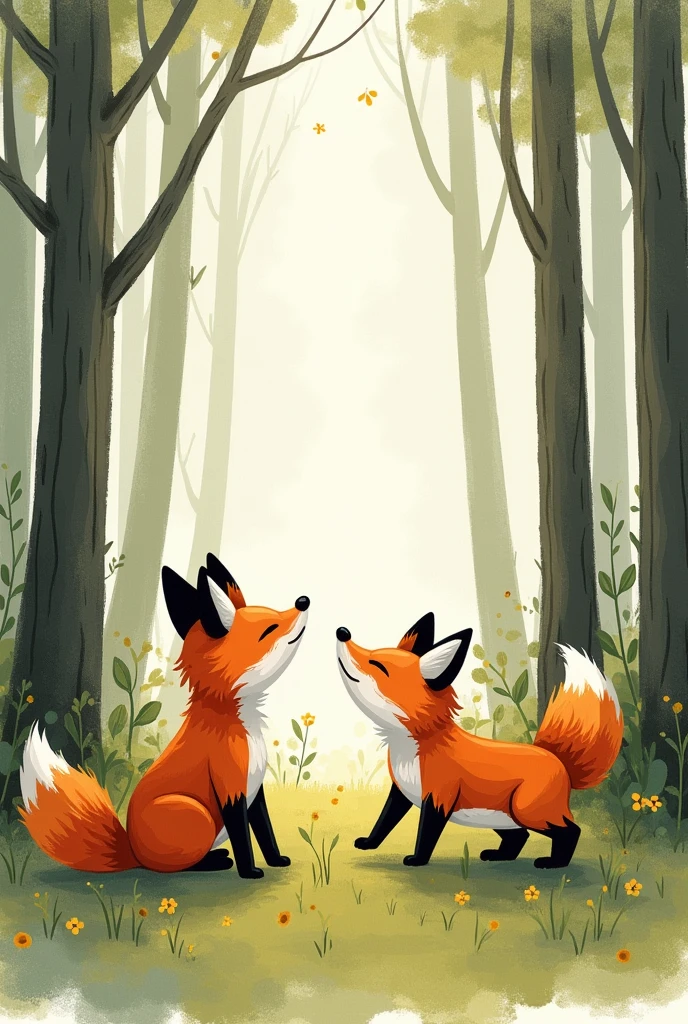 A fox and a cat are playing together,In the great outdoors