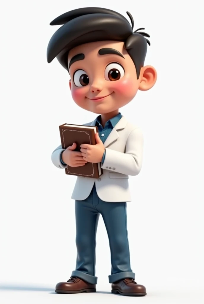 quiero un abogado pero juvenil mas niño en dibujo 3d version perauana is hombre
similar a iste link https://is.vecteezy.with/png/35914352-ai-generado-3d-dibujos-animados-hombre-en-blanco-traje-emprisario-personaje-en-transparente-antecedentis
otra opcion mas parecido en cara solo cambiar su color de piel un poco mas oscura y
pero su cabello debe ser igual que la referencia del link la posicion debe mirar defrente , solo quiero que no tenga saco ose a solo camisa y corbata azul y pantalon de vistir tambien agarrando un libro