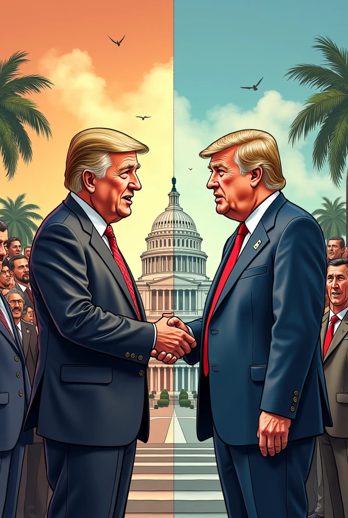 Election promises vs reality : political cartoon