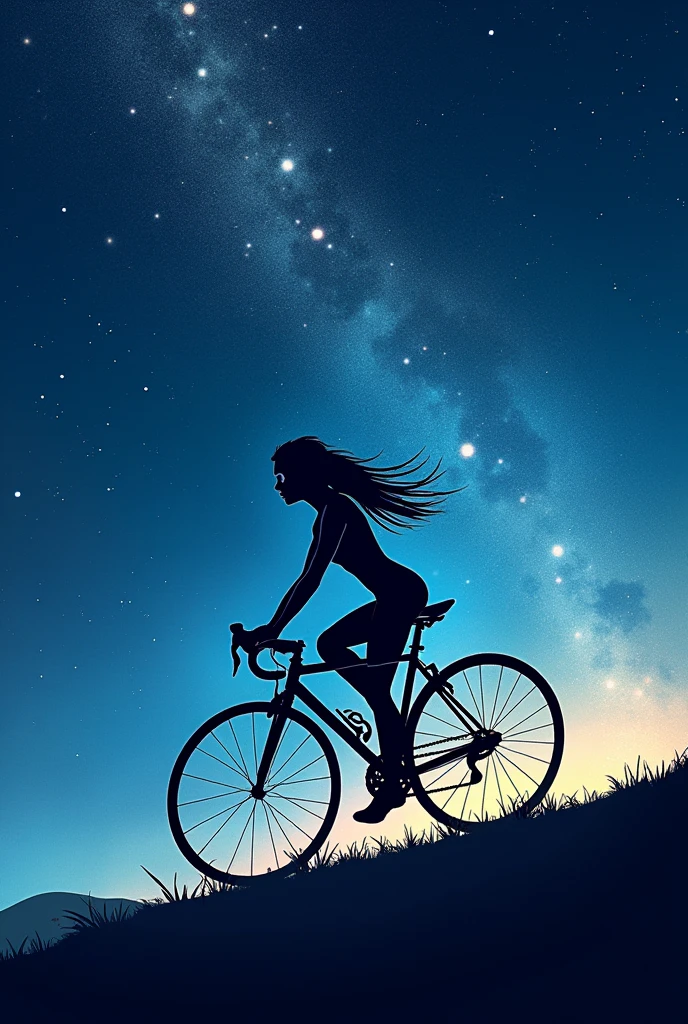 A woman cyclist wallpaper with a starry background