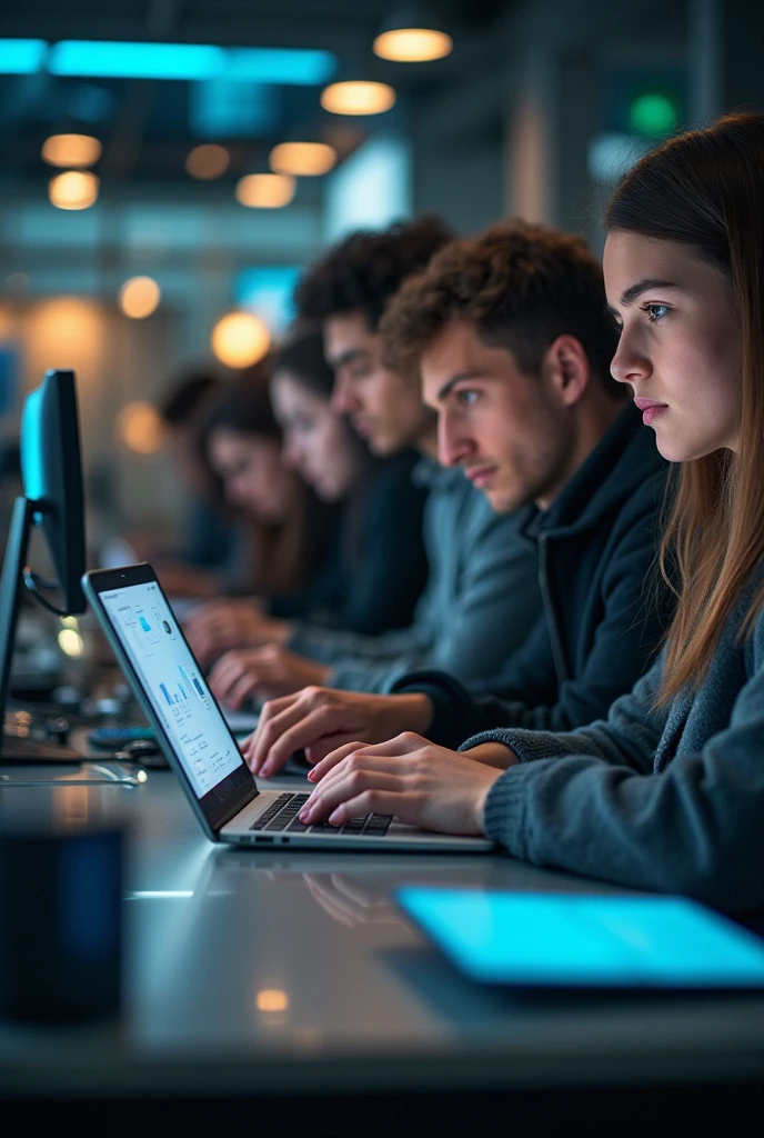 group of university students carrying out technological ventures