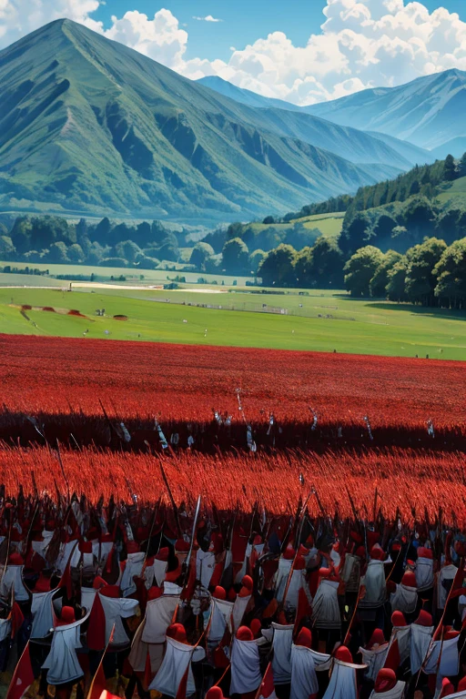 bloody battle, open field, army of the kingdom retreating