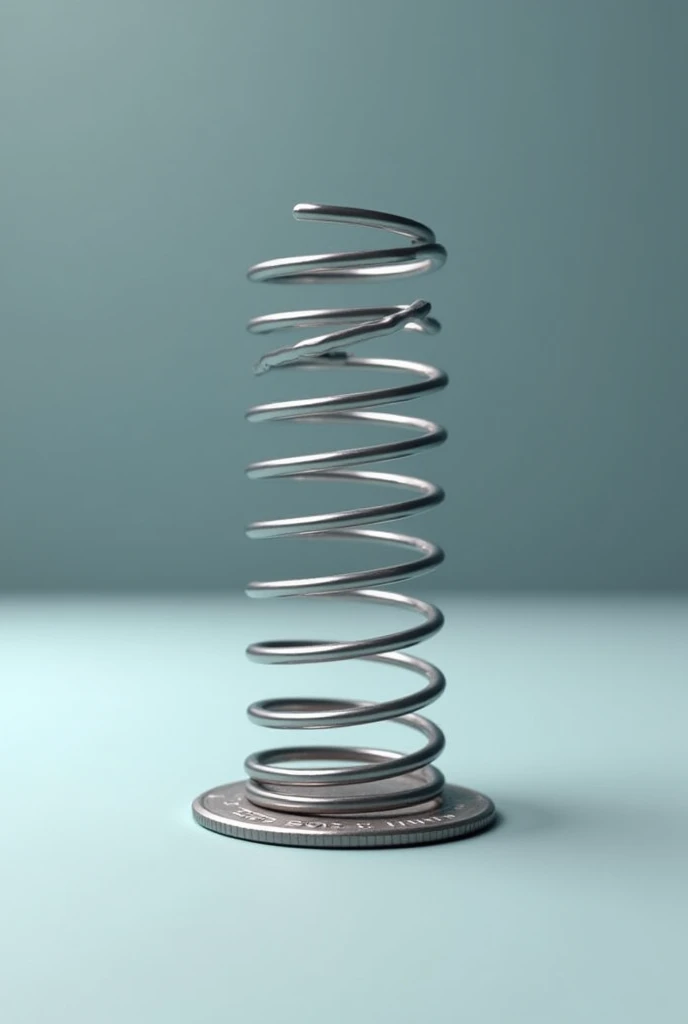 experiment on the elastic constant of a spring, as if I had made it at home, no background character, only with the bottom of a quarter 