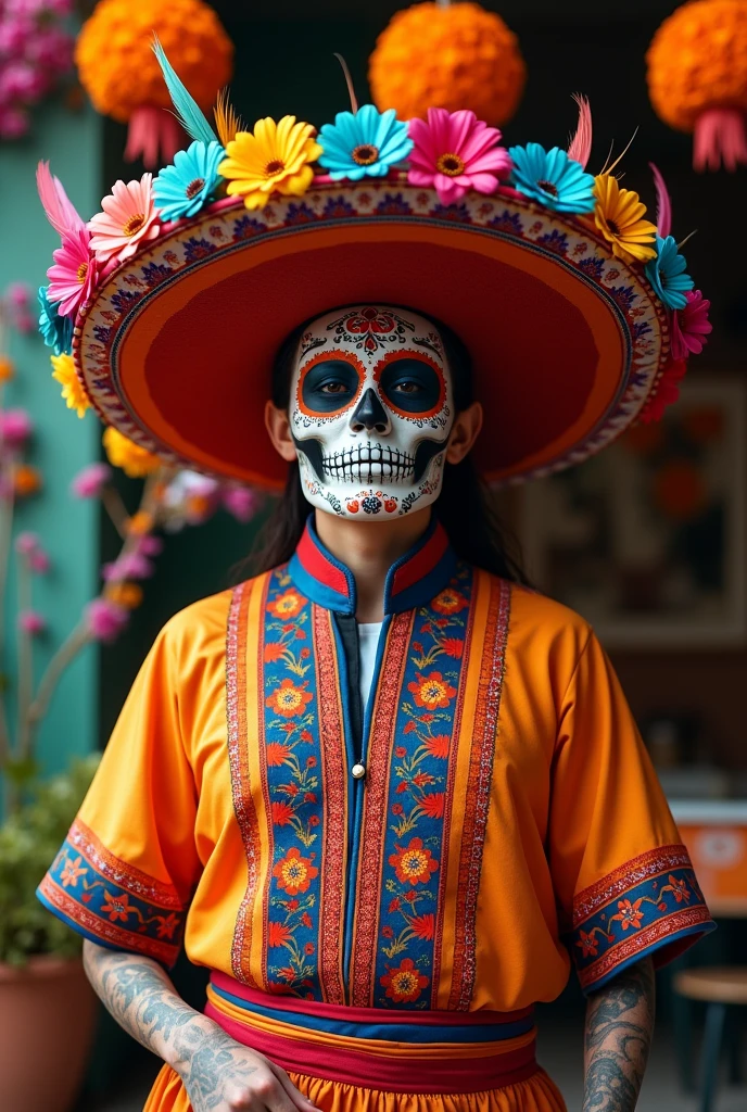 Chef dressed up for the day of the dead 

